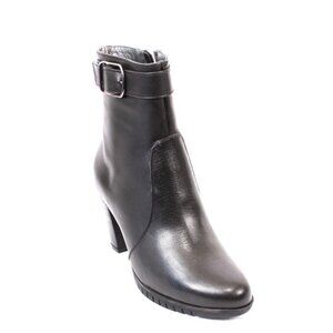 Vernissage 73942 Black Leather Zip-Up Heels Ankle Boots